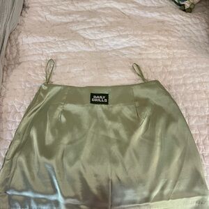 Daily Drills Satin Mini Skirt in Soft Green - NEVER WORN